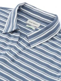 Austell Short Sleeve Polo Shirt Braemar Sky Blue -Men's Fashion-Oliver Spencer FlatOSMK741AustellPoloShirtBRA01SKBBraemarSkyBlue1