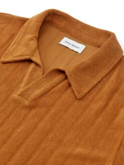 Austell Short Sleeve Polo Shirt Haywood Ochre -Men's Fashion-Oliver Spencer FlatOSMK741AustellPoloShirtHAY01OCHHaywardOchre1