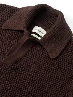 Short Sleeve Penhale Polo Shirt Tamar Brown -Men's Fashion-Oliver Spencer FlatOSMK747ShortSleevePoloShirtTAM01BROTamarBrown1