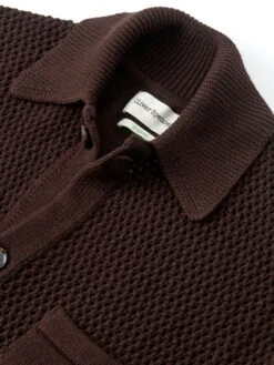 Short Sleeve Mawes Knitted Shirt Tamar Brown -Men's Fashion-Oliver Spencer FlatOSMK748ShortSleeveMawesShirtTAM01BROTamarBrown1
