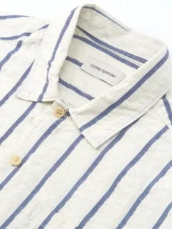 Riviera Short Sleeve Shirt Rickman White/Blue -Men's Fashion-Oliver Spencer FlatOSMS102RivieraShortSleeveShirtRIC01WHBRickmanWhiteBlue1