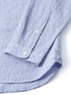 Grandad Shirt Hughes Blue -Men's Fashion-Oliver Spencer FlatOSMS126GrandadShirtHUG01BLUHughesBlue2