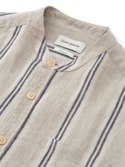 Grandad Shirt Loughlin Sand -Men's Fashion-Oliver Spencer FlatOSMS126GrandadShirtLOU01SANLoughlinSand1