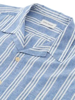 Havana Short Sleeve Shirt Singer Blue -Men's Fashion-Oliver Spencer FlatOSMS156cHavanaShortSleeveShirtSIN01BLUSingerBlue1