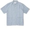 Cuban Short Sleeve Shirt Drescher Blue 1 Cuban Short Sleeve Shirt Drescher Blue -Men's Fashion-Oliver Spencer FlatOSMS173CubanShortSleeveShirtDRE01BLUDrescherBlue