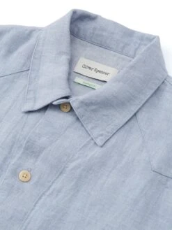 Cuban Short Sleeve Shirt Drescher Blue 10 Cuban Short Sleeve Shirt Drescher Blue -Men's Fashion-Oliver Spencer FlatOSMS173CubanShortSleeveShirtDRE01BLUDrescherBlue1