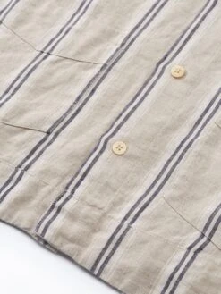 Cuban Short Sleeve Shirt Loughlin Sand -Men's Fashion-Oliver Spencer FlatOSMS173CubanShortSleeveShirtLOU01SANLoughlinSand2