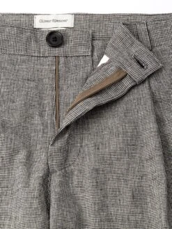 Morton Pleated Trousers Rackfield Black/White -Men's Fashion-Oliver Spencer FlatOSMT68MortonTrousersRAC01BLWRackfieldBlackWhite2