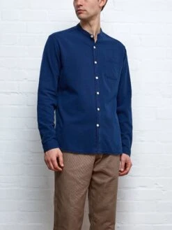 Grandad Shirt Kildale Indigo Rinse -Men's Fashion-Oliver Spencer GRANDADSHIRTKILDALEINDIGORINSE10copy
