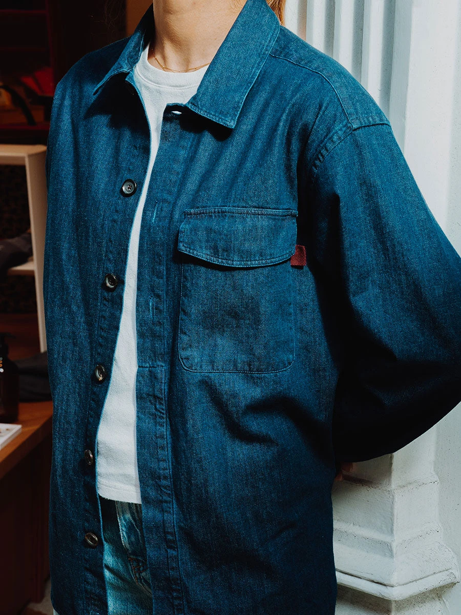 Oliver Spencer X Niwaki Haru Gardening Overshirt Mullins Denim Indigo Rinse 11 Oliver Spencer X Niwaki Haru Gardening Overshirt Mullins Denim Indigo Rinse - Image 9