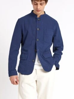 Coram Jacket Kildale Indigo Rinse -Men's Fashion-Oliver Spencer ModelOSMJ213dCoramJacketKIL01INRKildaleIndigoRinse4copy Softness
