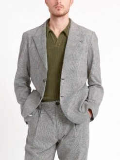 Mansfield Jacket Rackfield Black/White -Men's Fashion-Oliver Spencer ModelOSMJ352MansfieldJacketRAC01BLWRackfieldBlackWhite2copy Softness