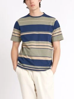 Box T-Shirt Langport Green Multi -Men's Fashion-Oliver Spencer ModelOSMK680BoxTShirtLAN01GRXLangportGreenMulti6copy Softness