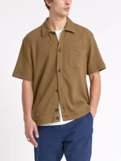 Ashby Short Sleeve Jersey Shirt Barton Tobacco Brown -Men's Fashion-Oliver Spencer ModelOSMK741AshbyShortSleeveJerseyShirtBAR01TOBBartonTobaccoBrown5copy Softness