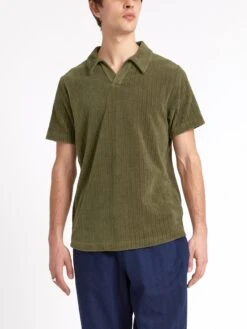 Austell Short Sleeve Polo Shirt Willow Green -Men's Fashion-Oliver Spencer ModelOSMK741AustellPoloShirtWIL01GRNWillowGreen6copy Softness