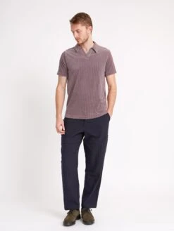Men's Fashion-Oliver Spencer -Men's Fashion-Oliver Spencer ModelOSMK741AustellPoloShirtWIL01MAUWillowMauve3 Softness