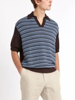 Short Sleeve Penhale Polo Shirt Riverton Brown -Men's Fashion-Oliver Spencer ModelOSMK747ShortSleevePoloShirtRIV01BRORivertonBrown10copy Softness