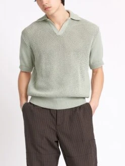 Short Sleeve Penhale Polo Shirt Tamar Pale Green 12 Short Sleeve Penhale Polo Shirt Tamar Pale Green -Men's Fashion-Oliver Spencer ModelOSMK747ShortSleevePoloShirtTAM01PAGTamarPaleGreen3copy Softness