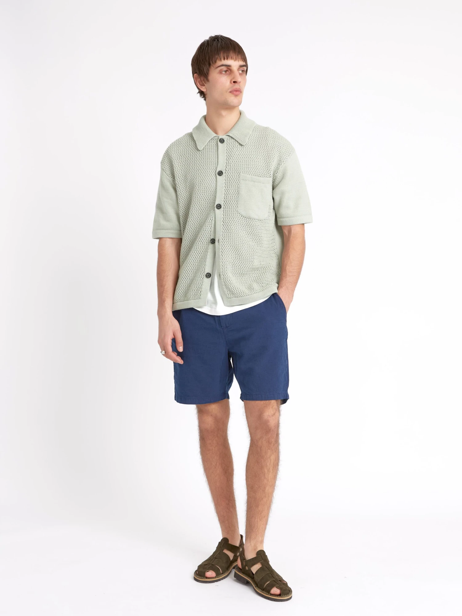 Short Sleeve Mawes Knitted Shirt Tamar Pale Green 4 Short Sleeve Mawes Knitted Shirt Tamar Pale Green - Image 2