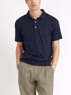Glendale Polo Shirt Dornie Navy -Men's Fashion-Oliver Spencer ModelOSMK753GlendalePoloShirtDOR01NAVDornieNavycopy