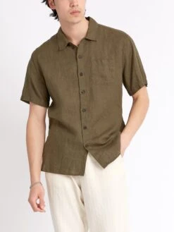 Riviera Short Sleeve Shirt Padworth Green -Men's Fashion-Oliver Spencer ModelOSMS102RivieraShortSleeveShirtPAD01GRNPadworthGreen10copy Softness