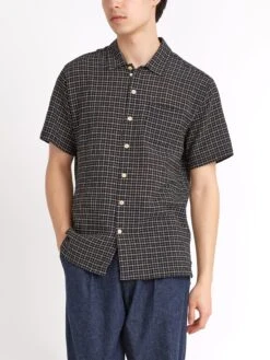 Riviera Short Sleeve Shirt Priory Black 12 Riviera Short Sleeve Shirt Priory Black -Men's Fashion-Oliver Spencer ModelOSMS102RivieraShortSleeveShirtPRI01BLKPrioryBlack5copy