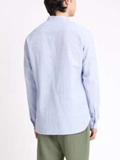 Grandad Shirt Hughes Blue -Men's Fashion-Oliver Spencer ModelOSMS126GrandadShirtHUG01BLUHughesBlue13copy Softness