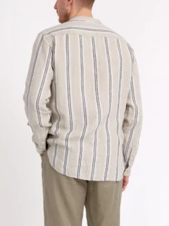 Grandad Shirt Loughlin Sand -Men's Fashion-Oliver Spencer ModelOSMS126GrandadShirtLOU01SANLoughlinSand9copy