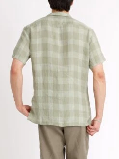 Havana Short Sleeve Shirt Kemsley Green -Men's Fashion-Oliver Spencer ModelOSMS156cHavanaShortSleeveShirtKEM01GREKemsleyGreen27copy