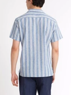 Havana Short Sleeve Shirt Singer Blue -Men's Fashion-Oliver Spencer ModelOSMS156cHavanaShortSleeveShirtSIN01BLUSingerBlue14copy