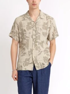Havana Short Sleeve Shirt Westgate Beige 12 Havana Short Sleeve Shirt Westgate Beige -Men's Fashion-Oliver Spencer ModelOSMS156cHavanaShortSleeveShirtWES01BEIWestgateBeige5copy