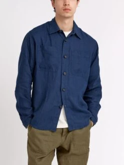 Treviscoe Shirt Coney Navy -Men's Fashion-Oliver Spencer ModelOSMS171aTreviscoeShirtCON01NAVConeyNavy33copy