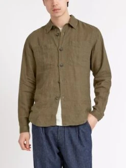 Treviscoe Shirt Padworth Green -Men's Fashion-Oliver Spencer ModelOSMS171aTreviscoeShirtPAD01GRNPadworthGreen17copy