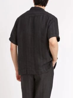 Cuban Short Sleeve Shirt Arnold Black -Men's Fashion-Oliver Spencer ModelOSMS173CubanShortSleeveShirtARN01BLKArnoldBlack52copy