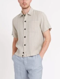 Short Sleeve Milford Shirt Middelboe Sand 12 Short Sleeve Milford Shirt Middelboe Sand -Men's Fashion-Oliver Spencer ModelOSMS179ShortSleeveMilfordShirtMID01SANMiddleboeSandcopy