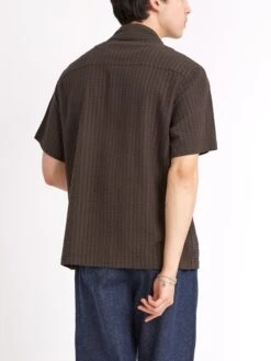 Short Sleeve Safari Shirt Sampson Brown -Men's Fashion-Oliver Spencer ModelOSMS180ShortSleeveSafariShirtSAM01BROSampsonBrown15copy