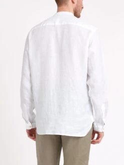 Collarless Ashcroft Shirt Bridford White -Men's Fashion-Oliver Spencer ModelOSMS181CollarlessAshcroftShirtBRI01WHIBridfordWhite1copy