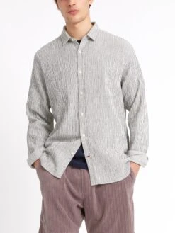 Clerkenwell Tab Shirt Gorwell Navy/White 12 Clerkenwell Tab Shirt Gorwell Navy/White -Men's Fashion-Oliver Spencer ModelOSMS66aClerkenwellTabShirtGOR01NAWGorwellNavyWhite14copy Softness