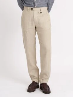 Fishtail Trousers Coney Sand -Men's Fashion-Oliver Spencer ModelOSMT20dFishtailTrousersCON01SANConeySandcopy Softness