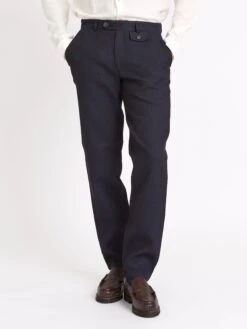 Fishtail Trousers Morva Navy -Men's Fashion-Oliver Spencer ModelOSMT20dFishtailTrousersMOR01NAVMorvaNavy01copy Softness