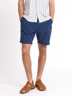 Osborne Drawstring Shorts Kildale Indigo Rinse -Men's Fashion-Oliver Spencer ModelOSMT64DrawstringShortsKIL01INRKildaleIndigoRinsecopy Softness