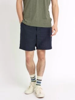 Osborne Drawstring Shorts Dillard Navy -Men's Fashion-Oliver Spencer ModelOSMT64OsborneShortsDIL01NAVDillardNavy4copy