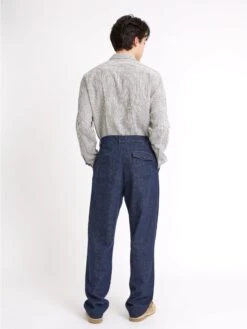 Morton Pleated Trousers Burnham Denim Indigo Blue 12 Morton Pleated Trousers Burnham Denim Indigo Blue -Men's Fashion-Oliver Spencer ModelOSMT68MortonTrousersBUR01INBBurnhamIndigoBlue34