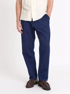 Morton Pleated Trousers Faye Indigo Blue -Men's Fashion-Oliver Spencer ModelOSMT68MortonTrousersFAY01INBFayeIndigoBlue1copy Softness