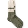 Polperro Socks Merrow Sage Green/Cream 2 Polperro Socks Merrow Sage Green/Cream -Men's Fashion-Oliver Spencer OSMA628StudioFlatSockMER01SGCMerrowSageGreenCream1