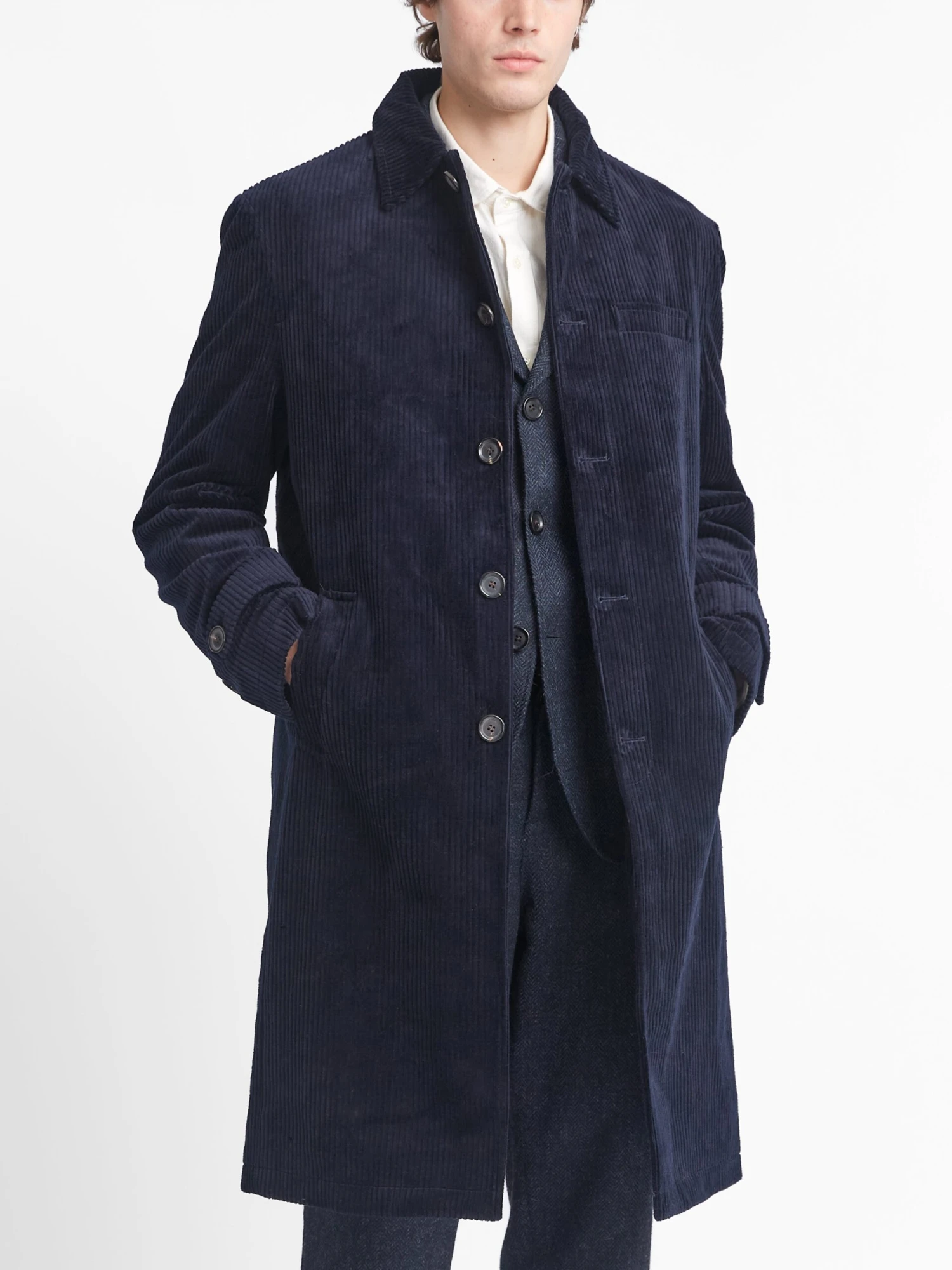 Grandpa Coat Melrose Cord Navy 9 Grandpa Coat Melrose Cord Navy - Image 7