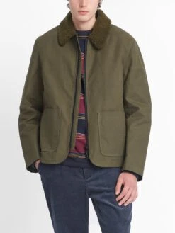 Lambeth Jacket Barwell Canvas Green -Men's Fashion-Oliver Spencer OSMJ199E BAR01GRN LAMBETHJACKET BARWELLCANVASGREEN5copy