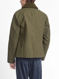 Lambeth Jacket Barwell Canvas Green -Men's Fashion-Oliver Spencer OSMJ199E BAR01GRN LAMBETHJACKET BARWELLCANVASGREEN6copy