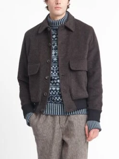 Linfield Bomber Jacket Regent Brown -Men's Fashion-Oliver Spencer OSMJ325B REG01BRO LINFIELDBOMBERJACKET REGENTBROWN2copy