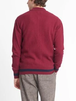 Britten Knitted Cardigan Greeves Berry Red -Men's Fashion-Oliver Spencer OSMK693 GRE01BER BRITTENKNITTEDCARDIGAN GREEVESBERRYRED5copy